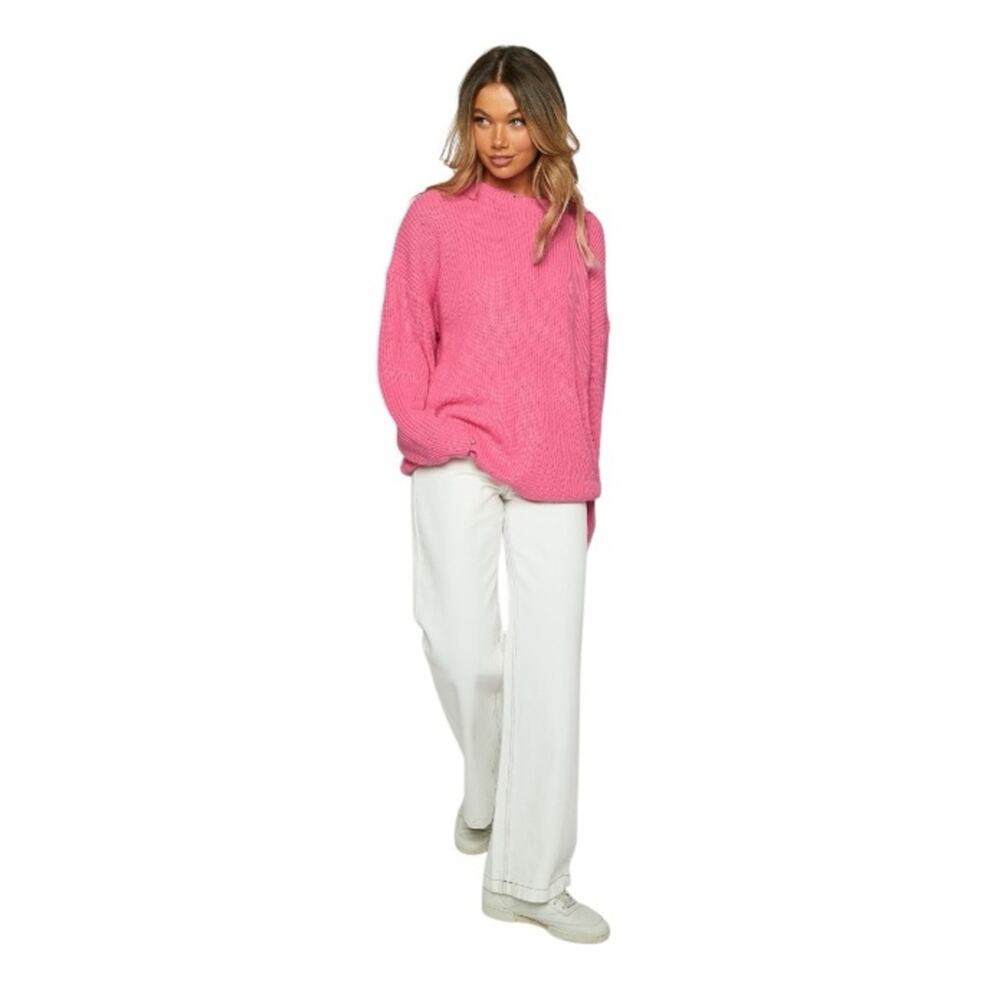 Beginning Boutique Adaline Pink Oversized Sweater Dress Long Line Crewneck US 2